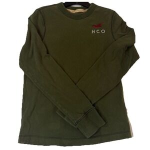 Vintage Hollister Olive Green Slim Fit Crewneck Sweatshirt – Men's Medium Y2K